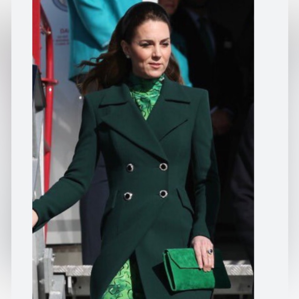 LK Bennet Green Velvet Clutch